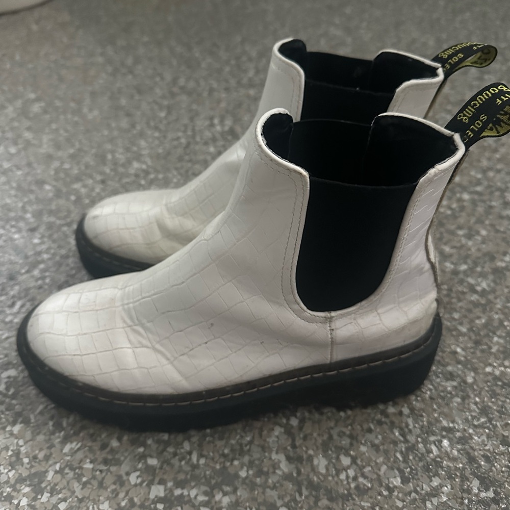 White platform ankle boots
